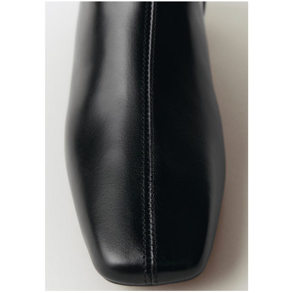 NEW MANGO MNG BLACK LEATHER HEELED BOOTIES BOOTS SZ 37 US 6.5 - Picture 6 of 10